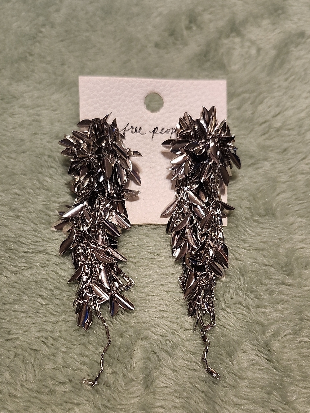 Free People "My Turn" Cascade Dangle Statement Earrings - NWT Gunmetal